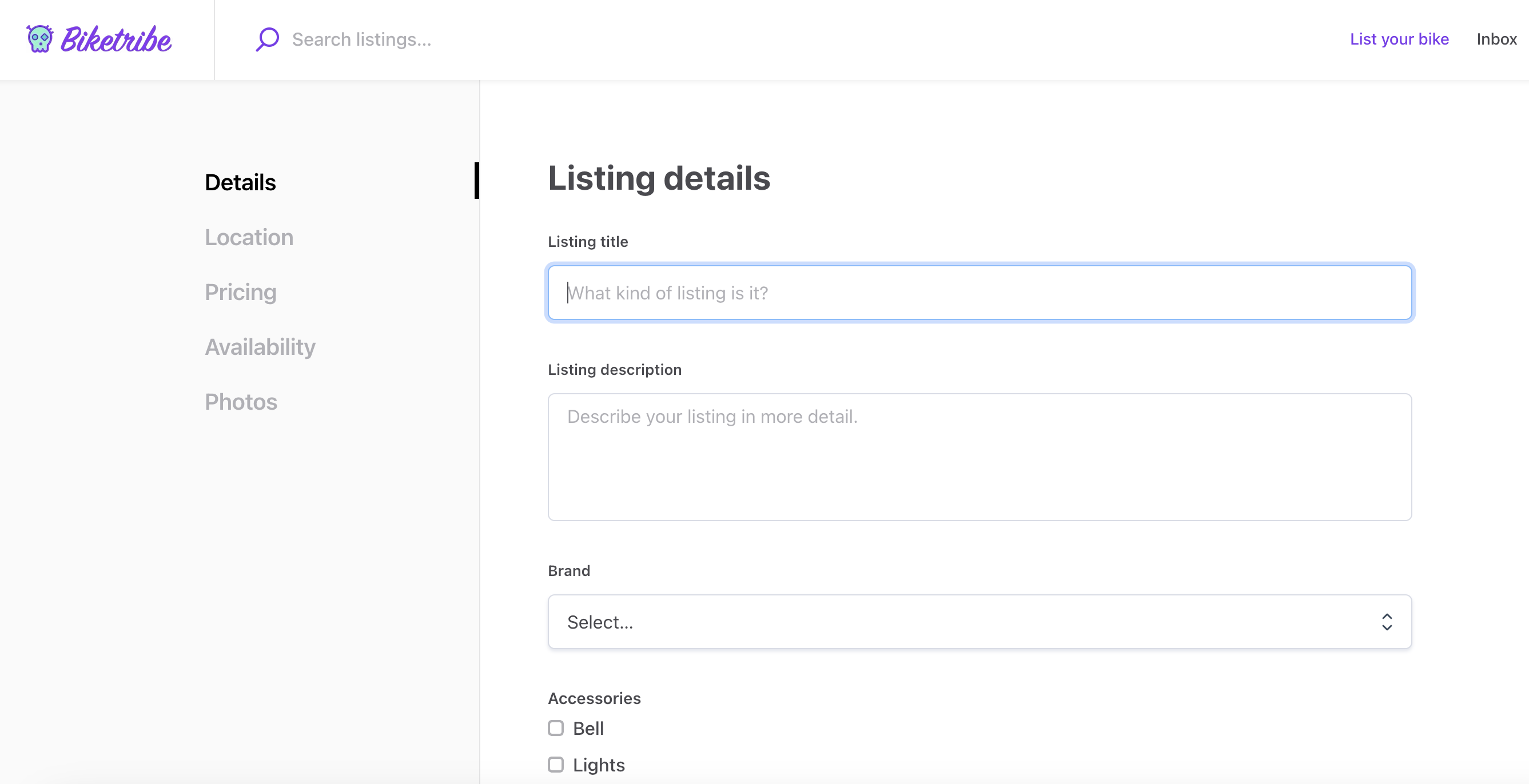 Bike creation wizard